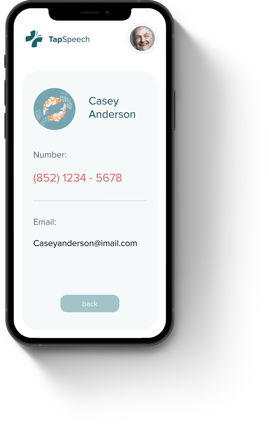 TapSpeech caregiver contact interface